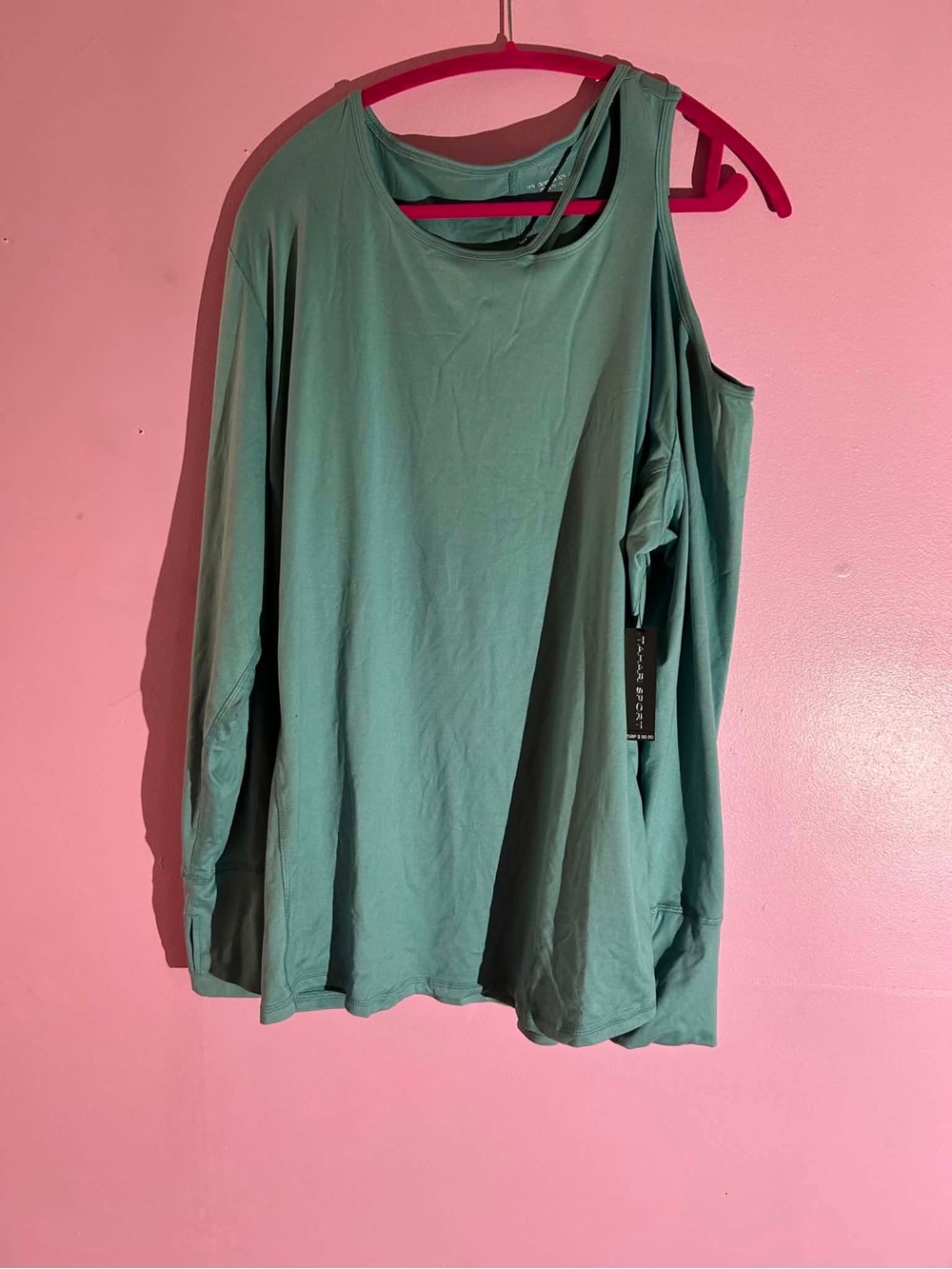 Tahari Cold-Shoulder Long Sleeve Top in Teal 3x - Picture 1 of 3